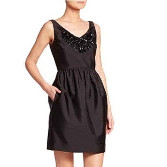 Kate Spade Black Cupcake Dress Embellished Neckline Size Small - Picture 2 of 16